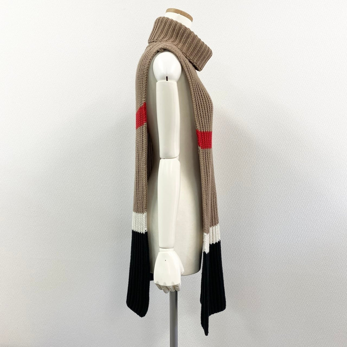 BURBERRY Women's Beige Chunky Knit Turtleneck Cape Poncho Sweater 146x40cm