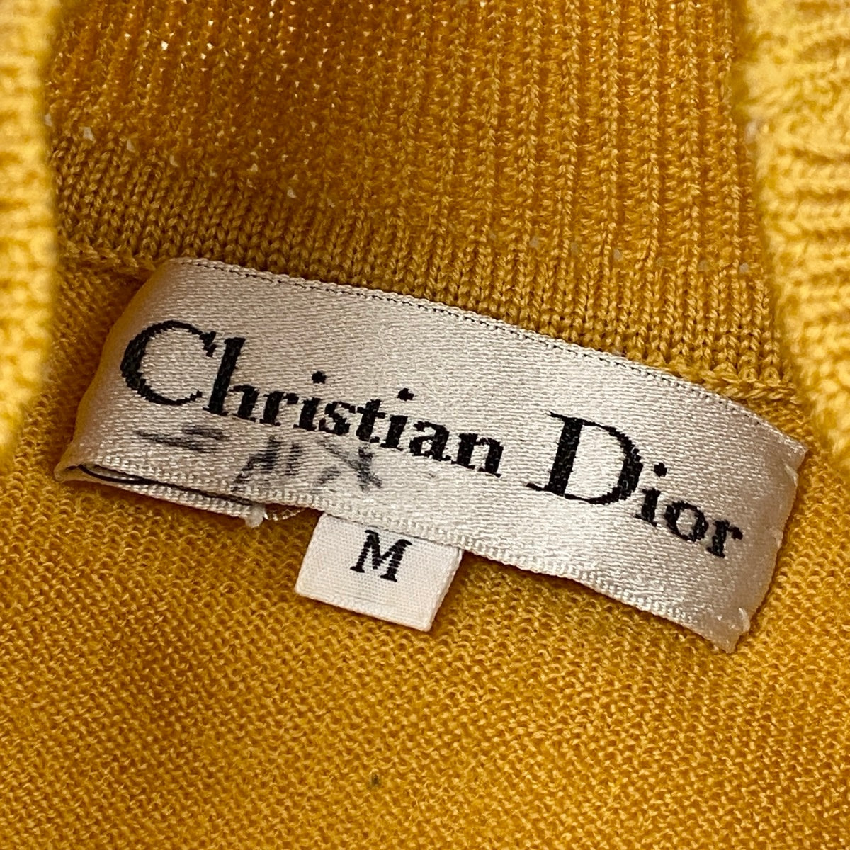 Ih6 Christian Dior CD Logo Mock Neck Wool Sweater Mustard M Women'so07t
