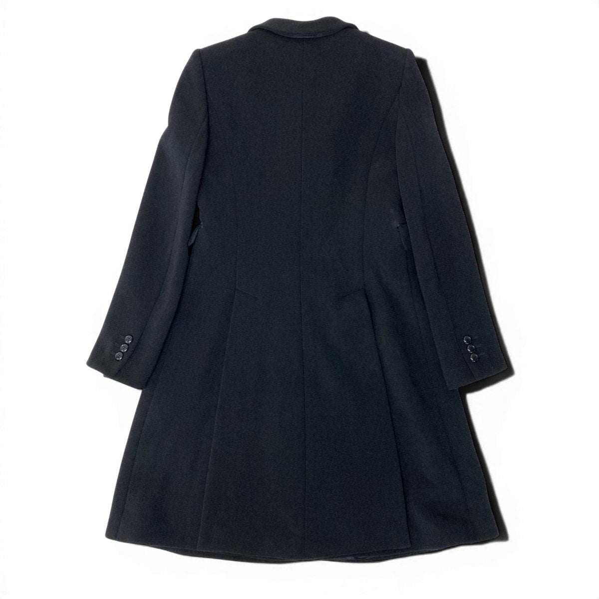 37g17 ARMANI COLLEZIONI アルマーニコレツィオーネ チェスターコート ダブルブレスト ウールブレンド サイズ40 イタリア製 ブラック レディースu02t
