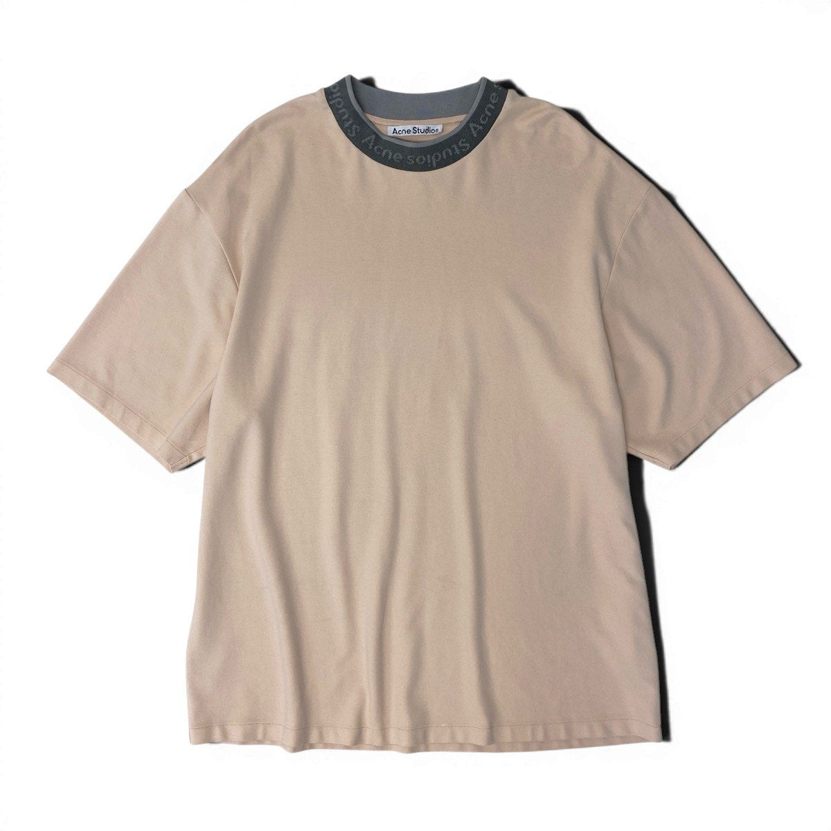 @Mf24Acne Studios Logo Collar Short Sleeve T-Shirt Cream Beige Size L Men BL282o07t