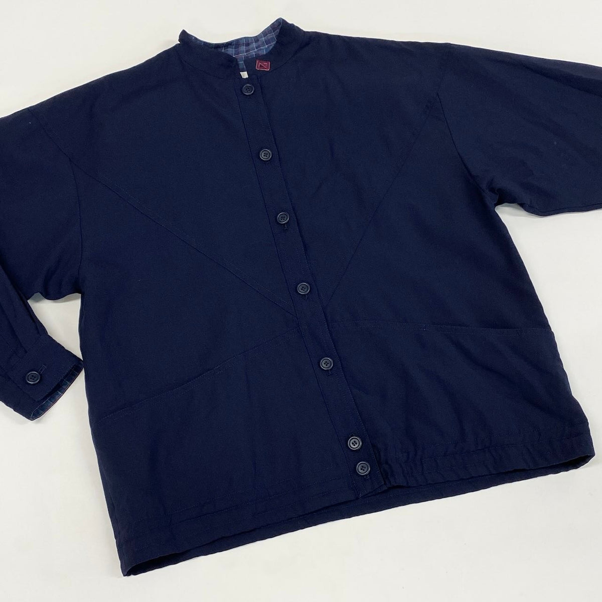 @Ec27Christian Dior Long Sleeve Shirt CD Logo Embroidered Navy Wool 100% Size M Women's Topu02t