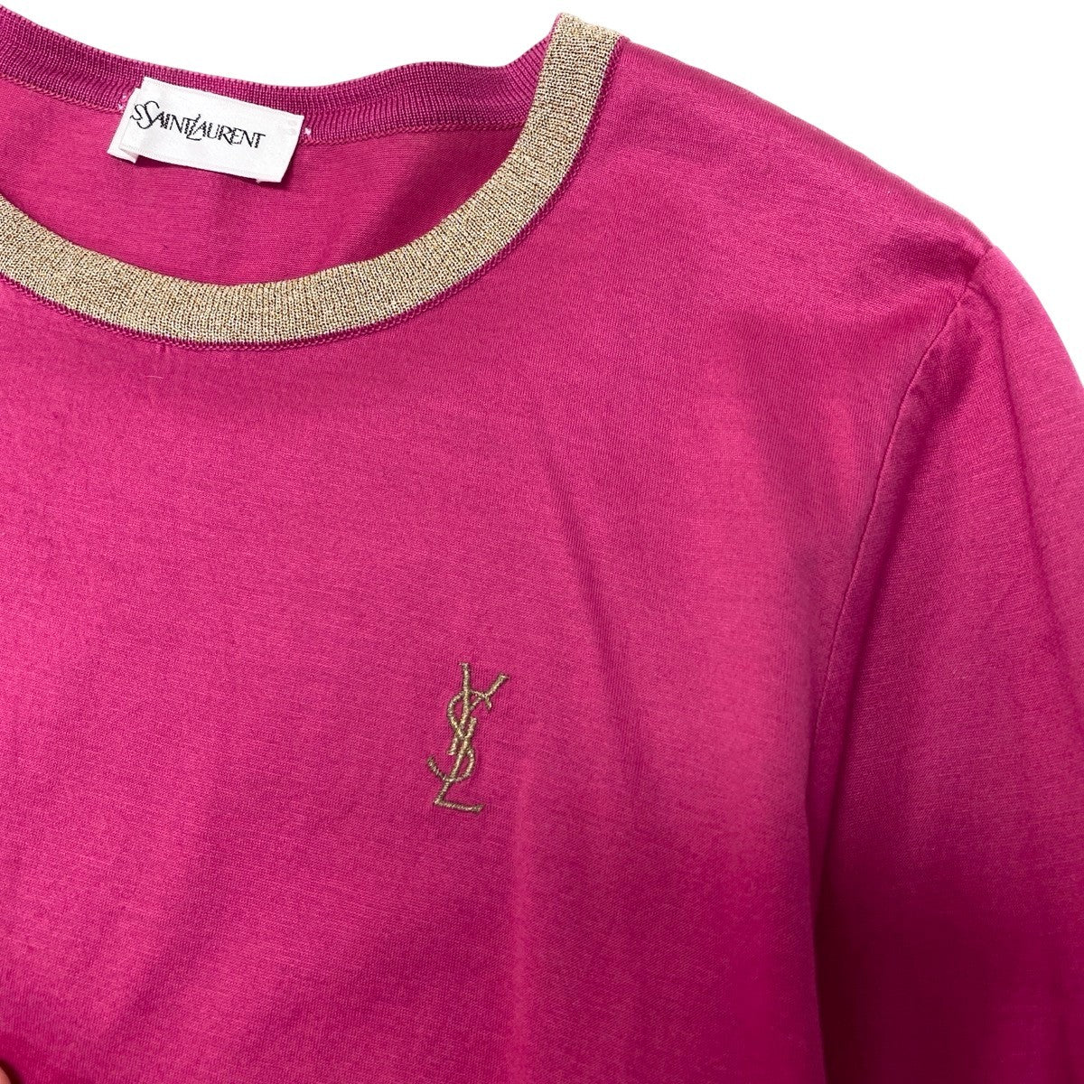 Ih10 YVES SAINT LAURENT Yves Saint Laurent YSL Cassandre Logo Long Sleeve T-Shirt Pink M Women'so07t