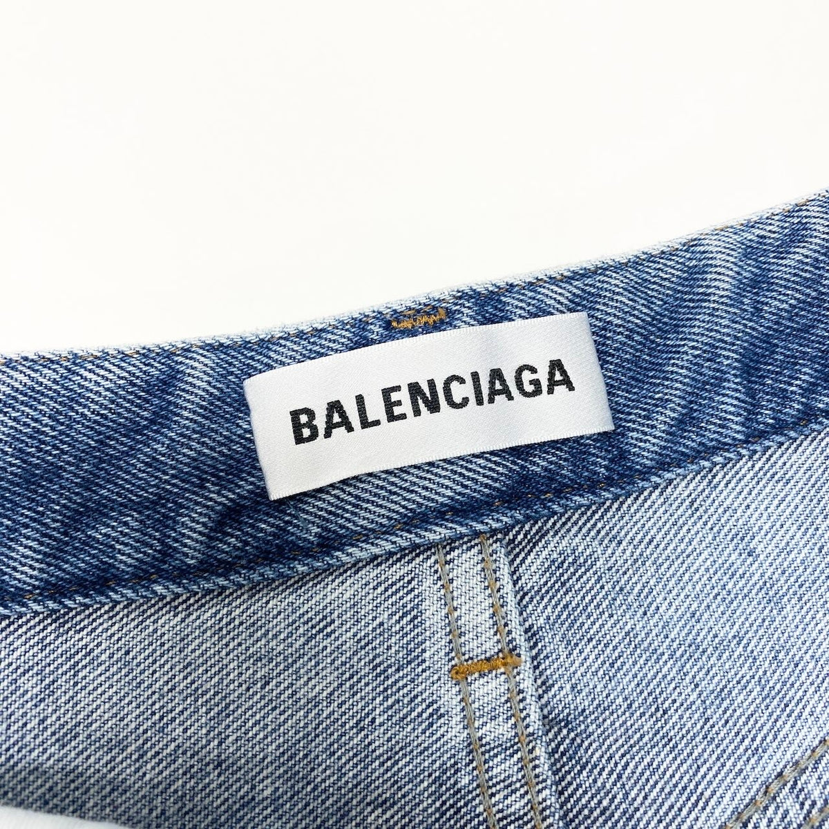 42c24Ic24 BALENCIAGA Washed Denim Skirt Indigo Cotton 100% Size 34 Made in Italy Women'so07t