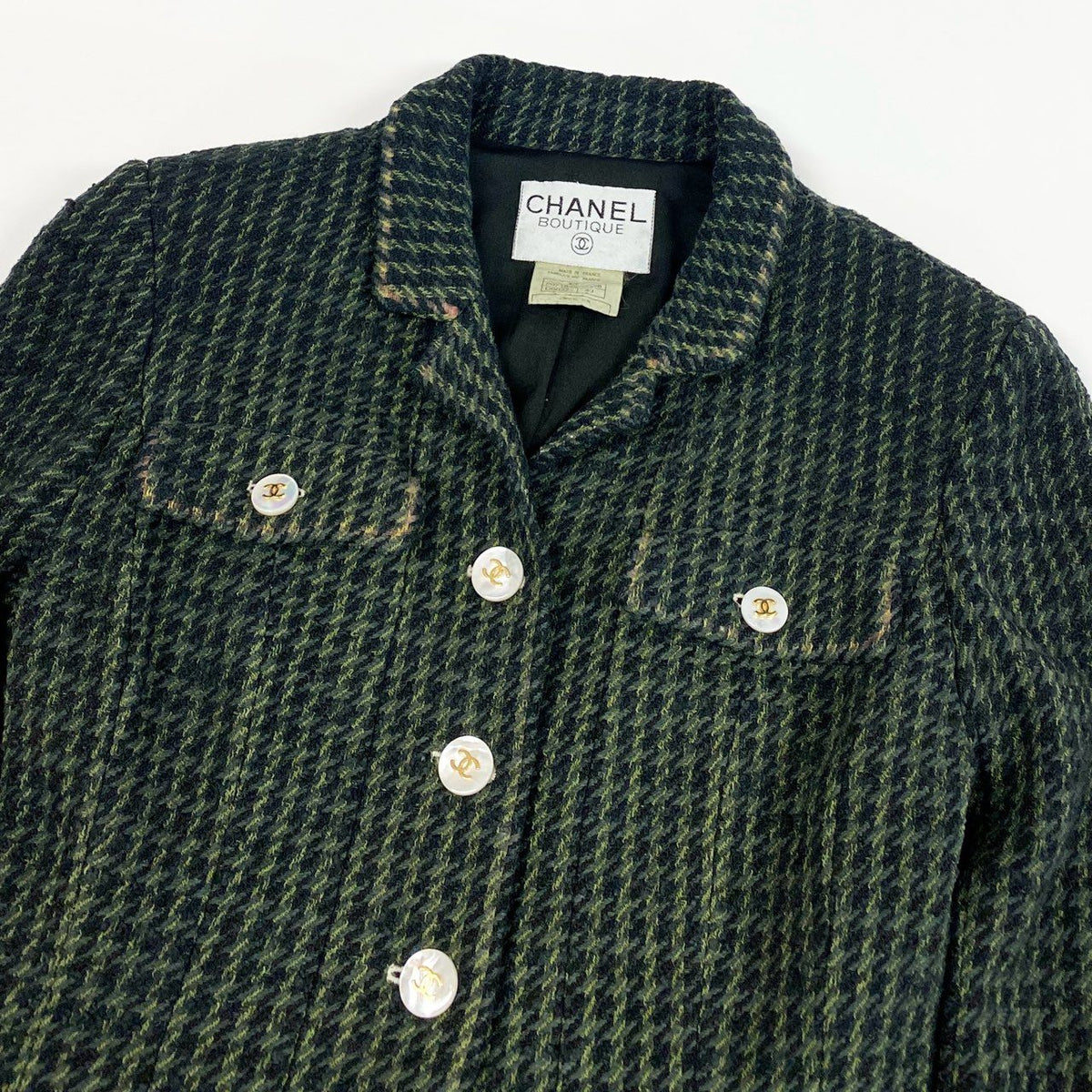 @ Ca14CHANEL 1997 Archive CC Button Tweed Jacket 40 P07184 Greenta1