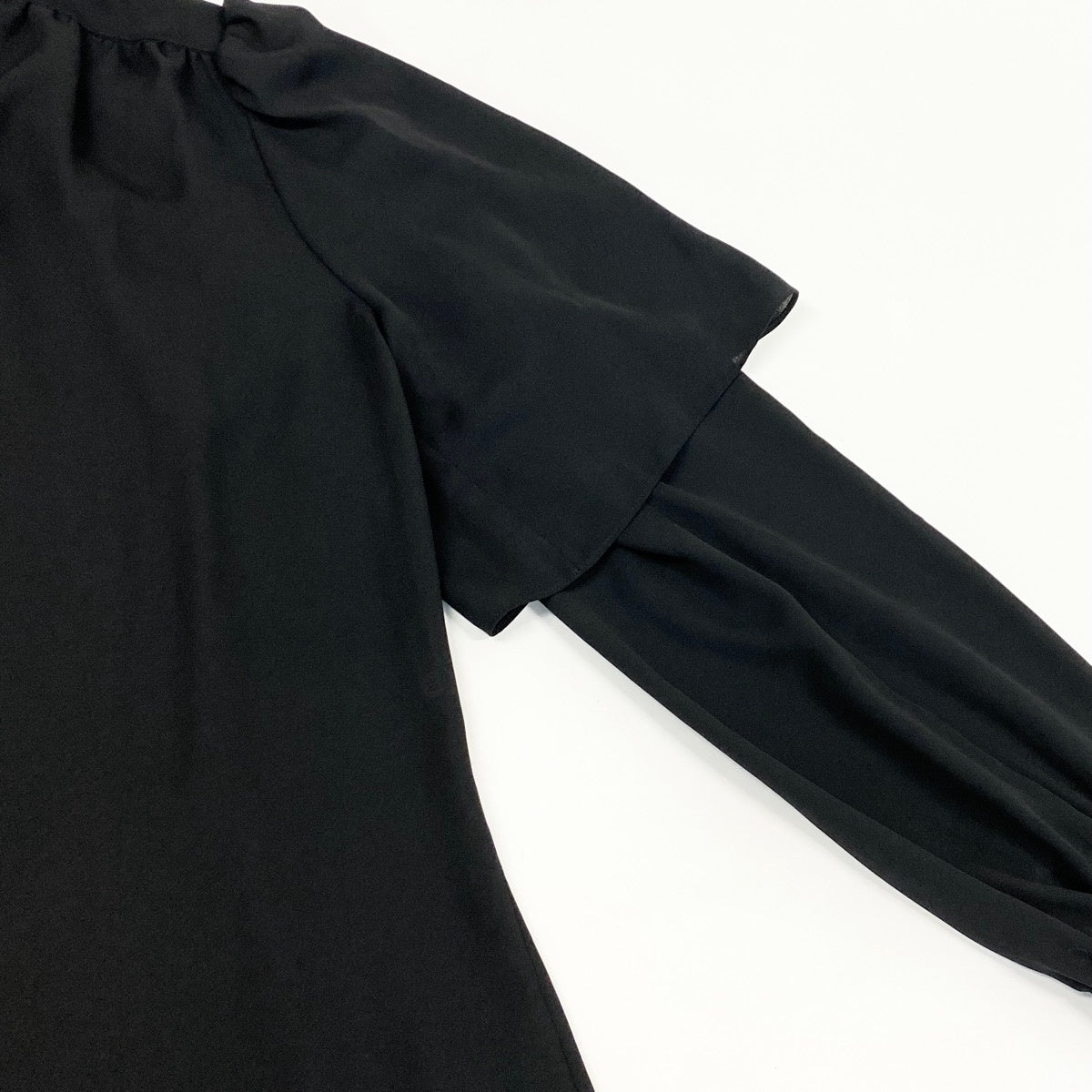 Eh10 BALENCIAGA Bow Tie Chiffon Blouse Ribbon Black Size 40 Women'so07t