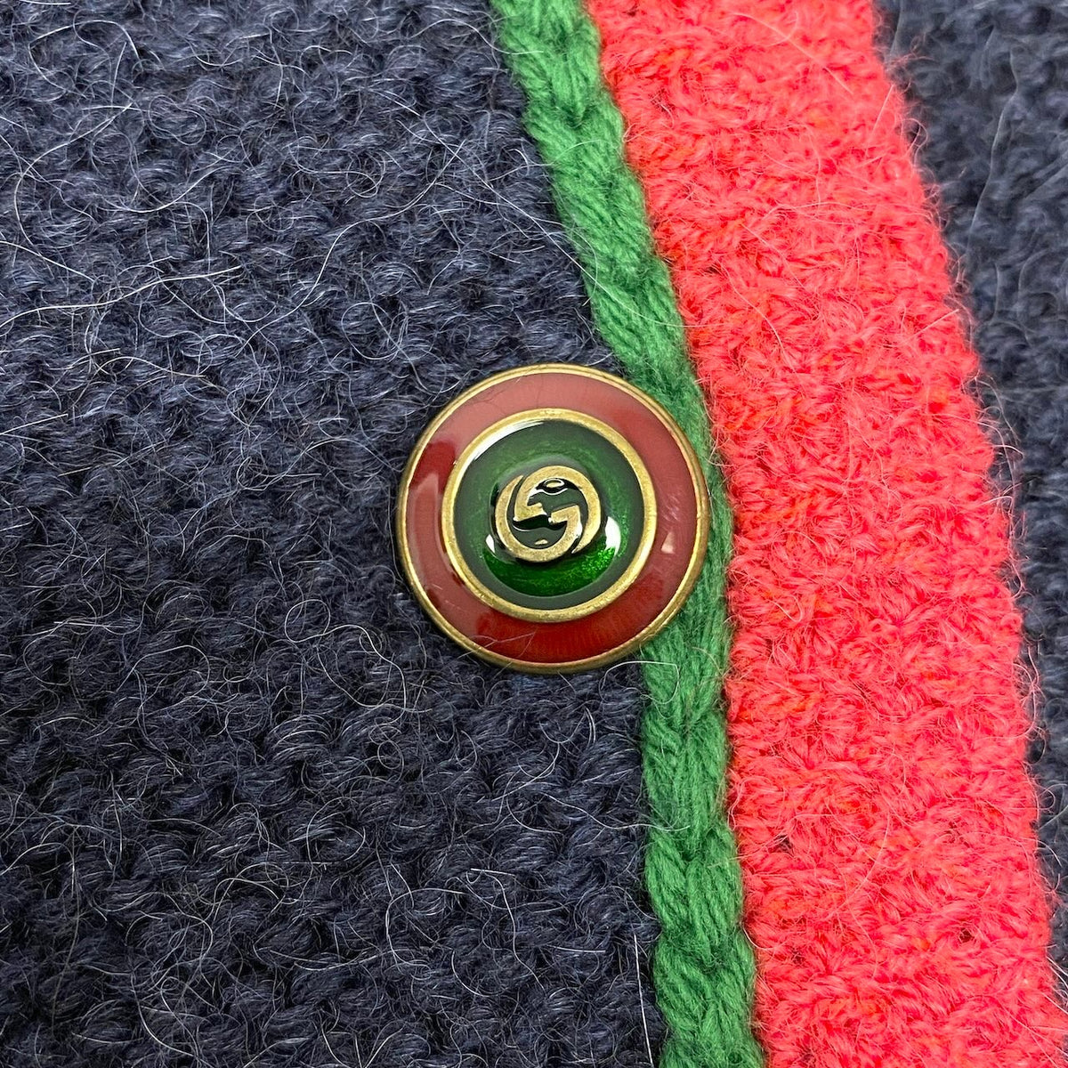 @S I GUCCI Wool Knit Long Cardigan Coat with Embroidered Logonu1