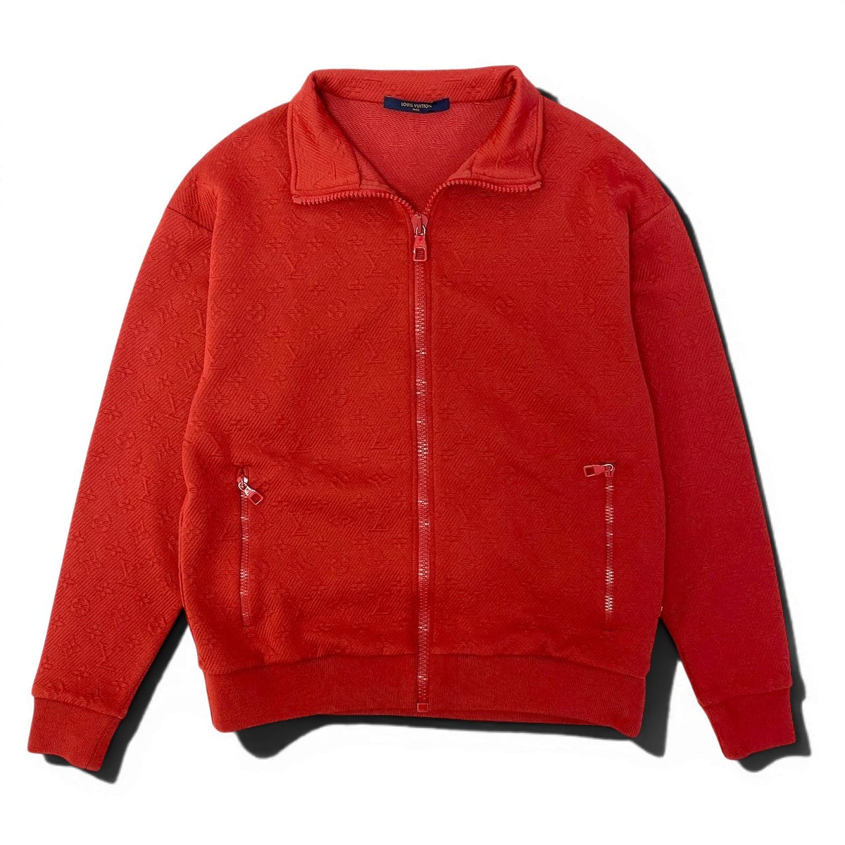 @Id15 LOUIS VUITTON LV Monogram Zip Jacket, Size S, Red Blousont18r