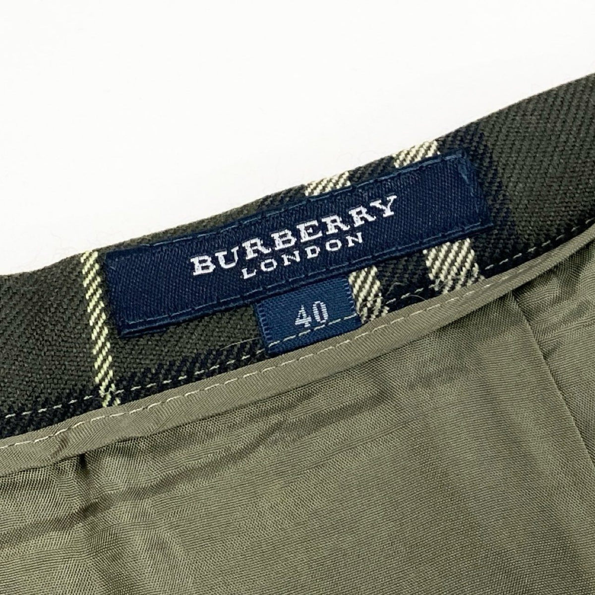 IcIc18 BURBERRY LONDON バーバリー タックプリーツスカート ロングスカート ノバチェック レディース 女性服 サイズ40 グリーン系 カーキk02i