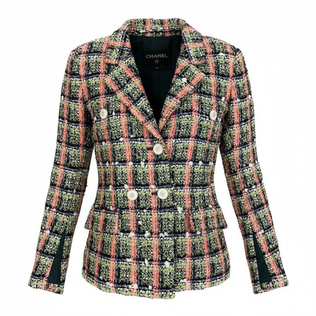 @Cd7 C CHANEL Chanel 2020 Cruise Line P62793 Sequin Blend Tweed Jacket 4P Jacket Size 34 Ladies Here Mark Buttonk02i