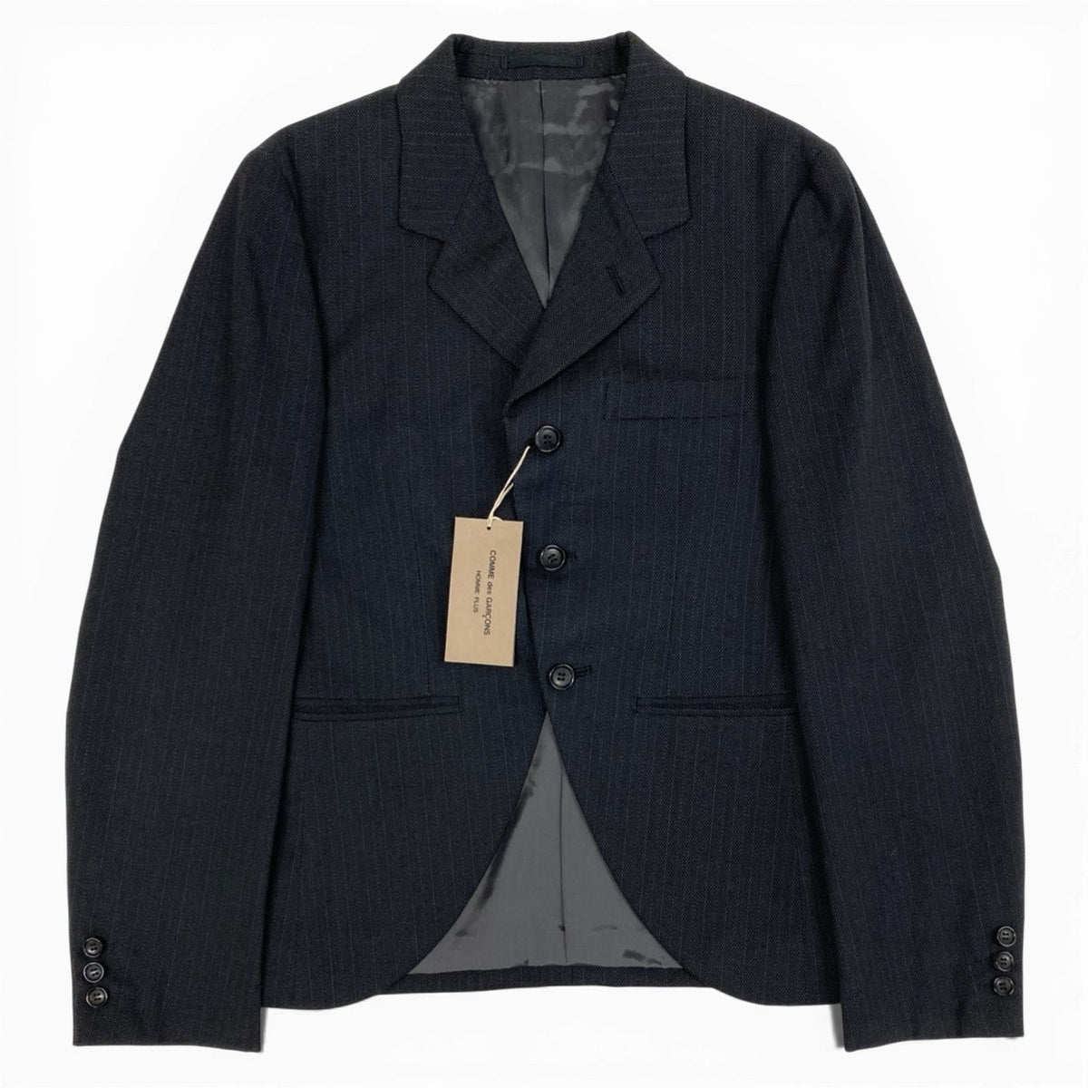 @ Ab10 COMME des GARCONS HOMME PLUS 2004 Pinstripe Tailored Jacket Gray S Japank02i
