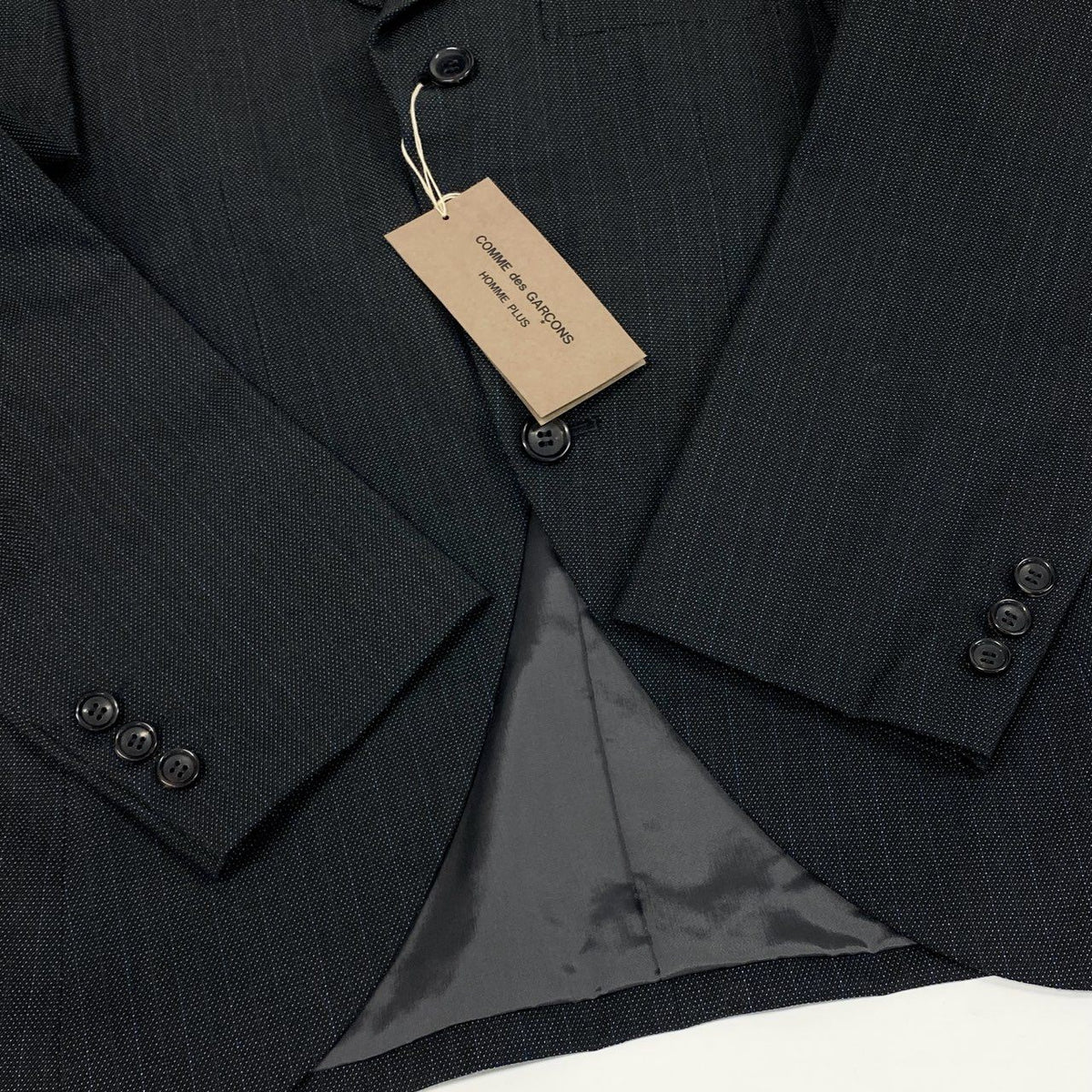 @ Ab10 COMME des GARCONS HOMME PLUS 2004 Pinstripe Tailored Jacket Gray S Japank02i