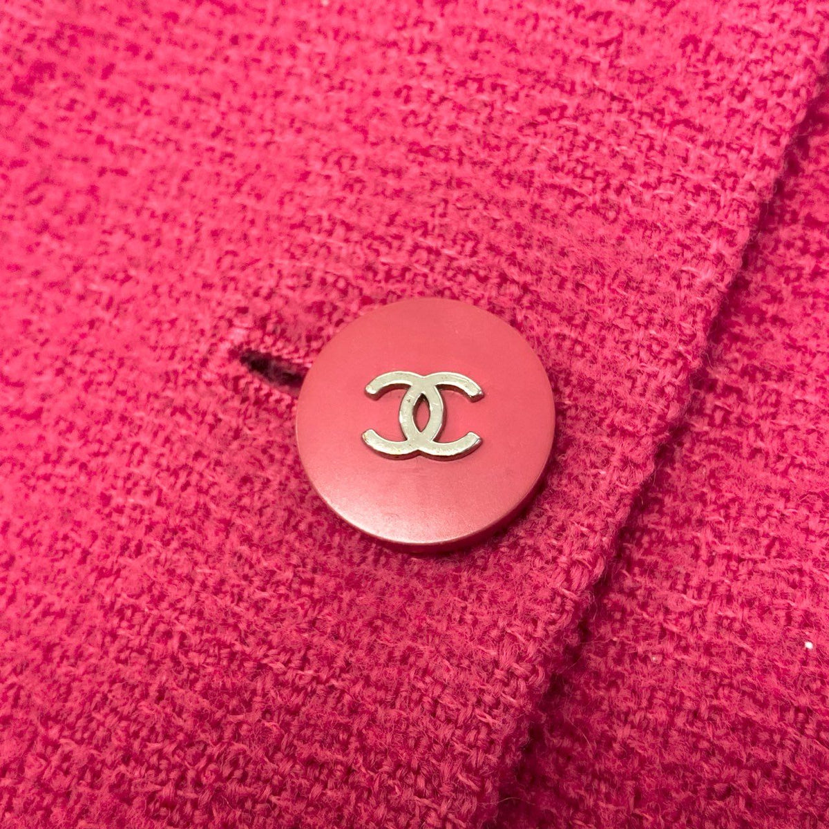 @ Ca28 CHANEL 1996 Vintage Tweed Jacket CC Button Pink 38 P06647u02t