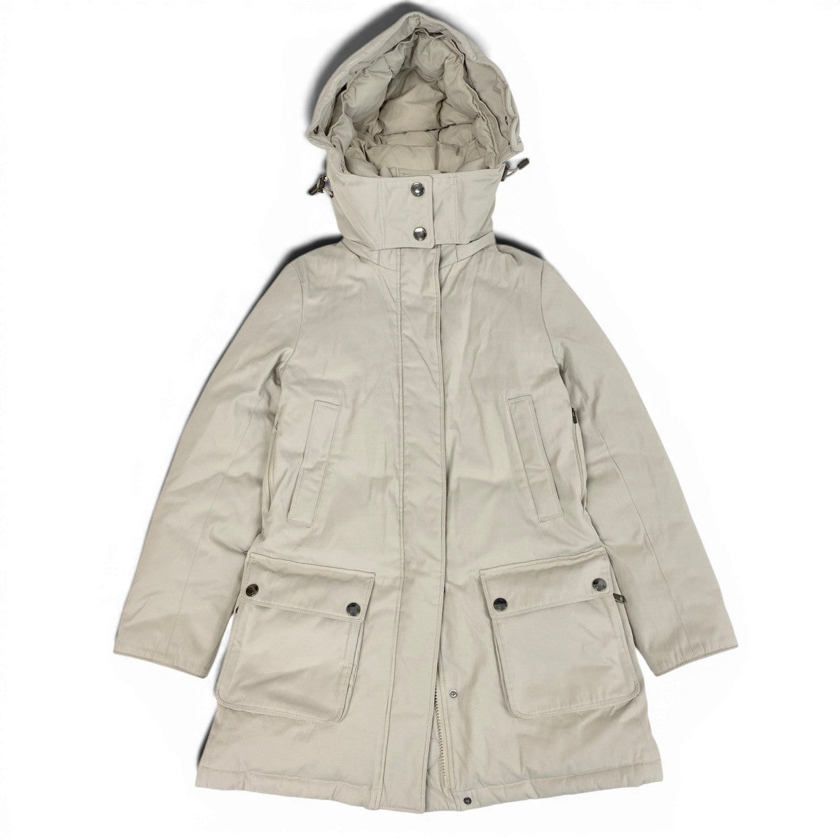 @E Eg9 BURBERRY LONDON Hooded Down Mods Coat 2Way Size 38 Beige Women o07t