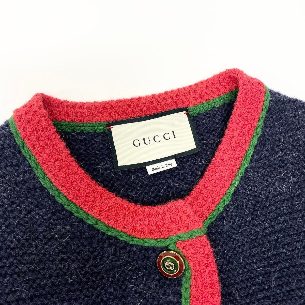 @S I GUCCI Wool Knit Long Cardigan Coat with Embroidered Logonu1