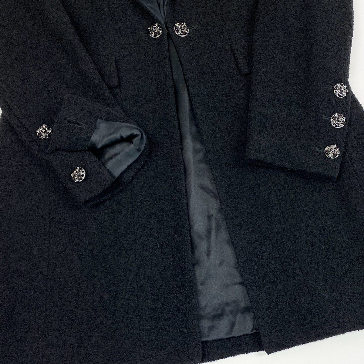 @ Ca14 CHANEL 2006 Gripoix Button Tweed Coat P29135 Blackta1