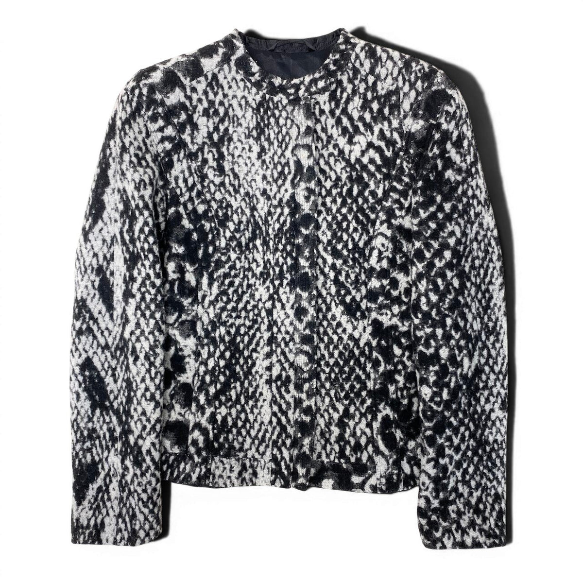18e29 Ee29 GIORGIO ARMANI Wool Jacket Double Zip Pattern Black White Size 36 Italy Women'so07t