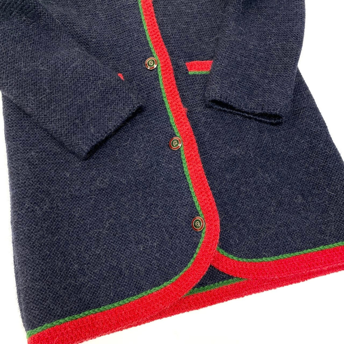 @S I GUCCI Wool Knit Long Cardigan Coat with Embroidered Logonu1