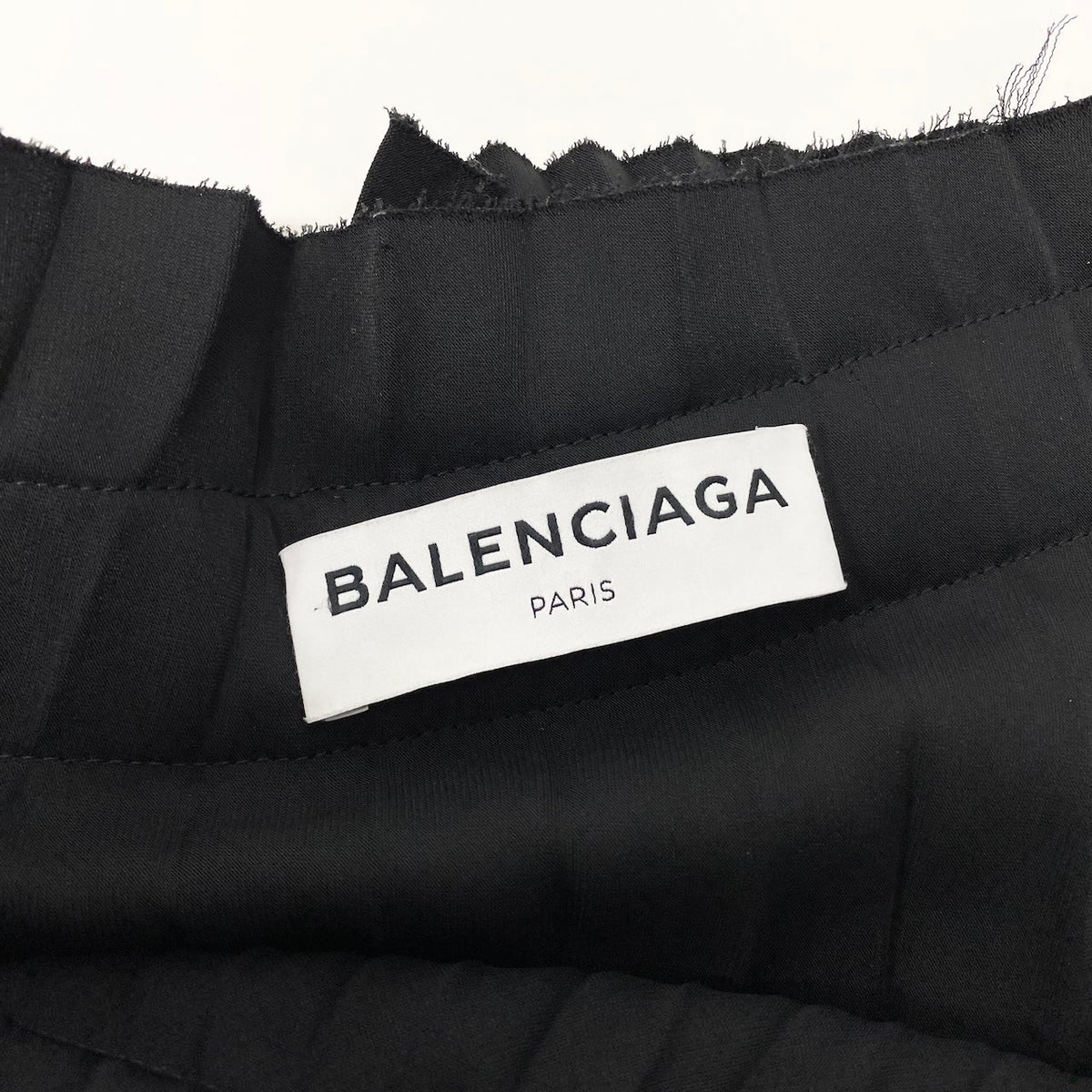 @Ic30 BALENCIAGA Pleated Wrap Skirt Asymmetrical Design Size 34 Black Logo Waist Women's Polyesteru02t