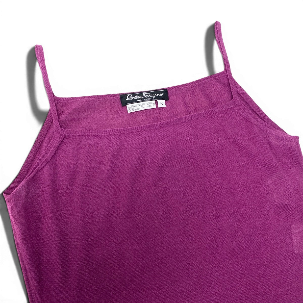 @Ef15 Salvatore Ferragamo Gancini Rhinestone Knit Cami Top Purple Size M Women’so07t