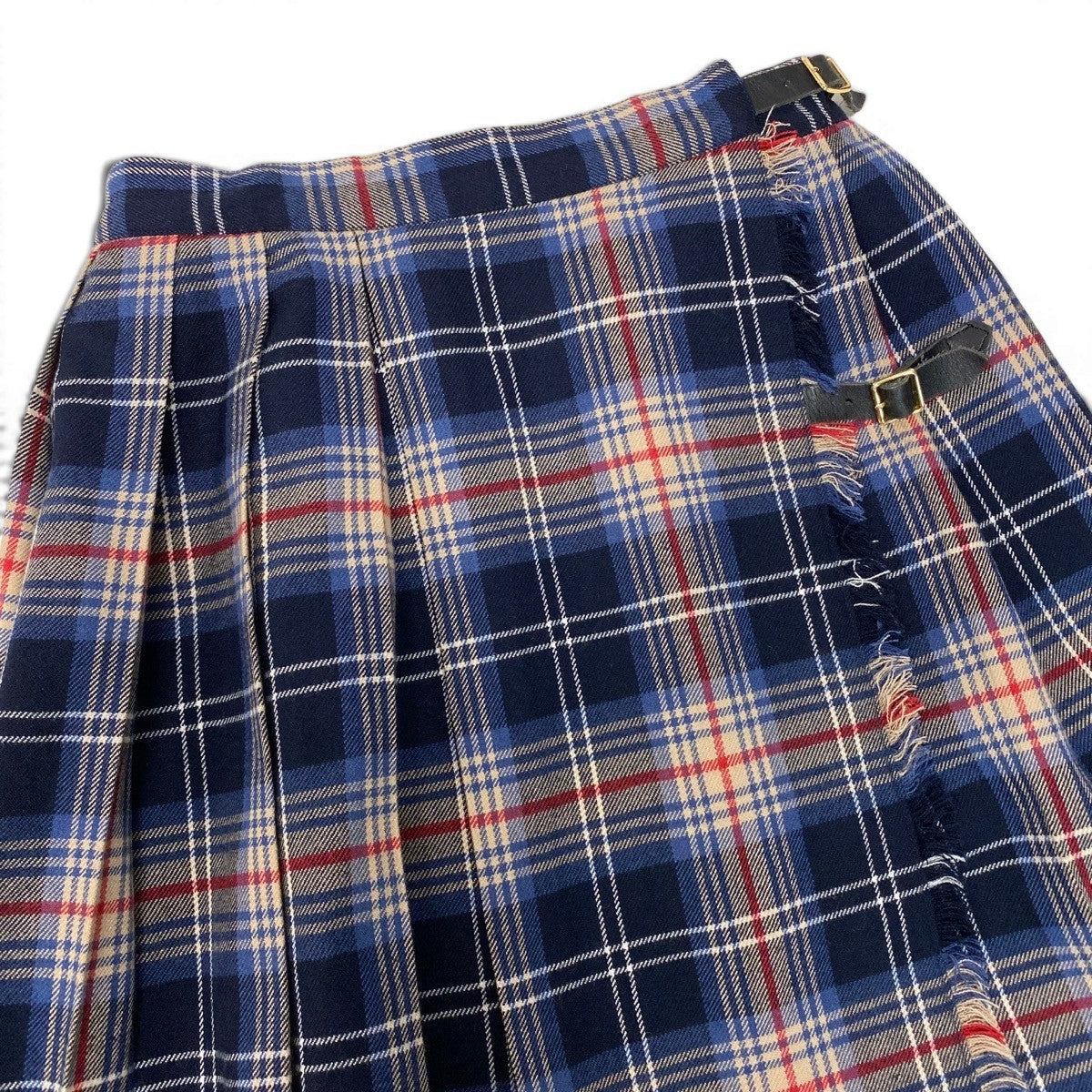 @D Ig9 BURBERRY バーバリー ラップスカート チェック柄 バックプリーツ サイズS/160 マルチカラー レディースo07t
