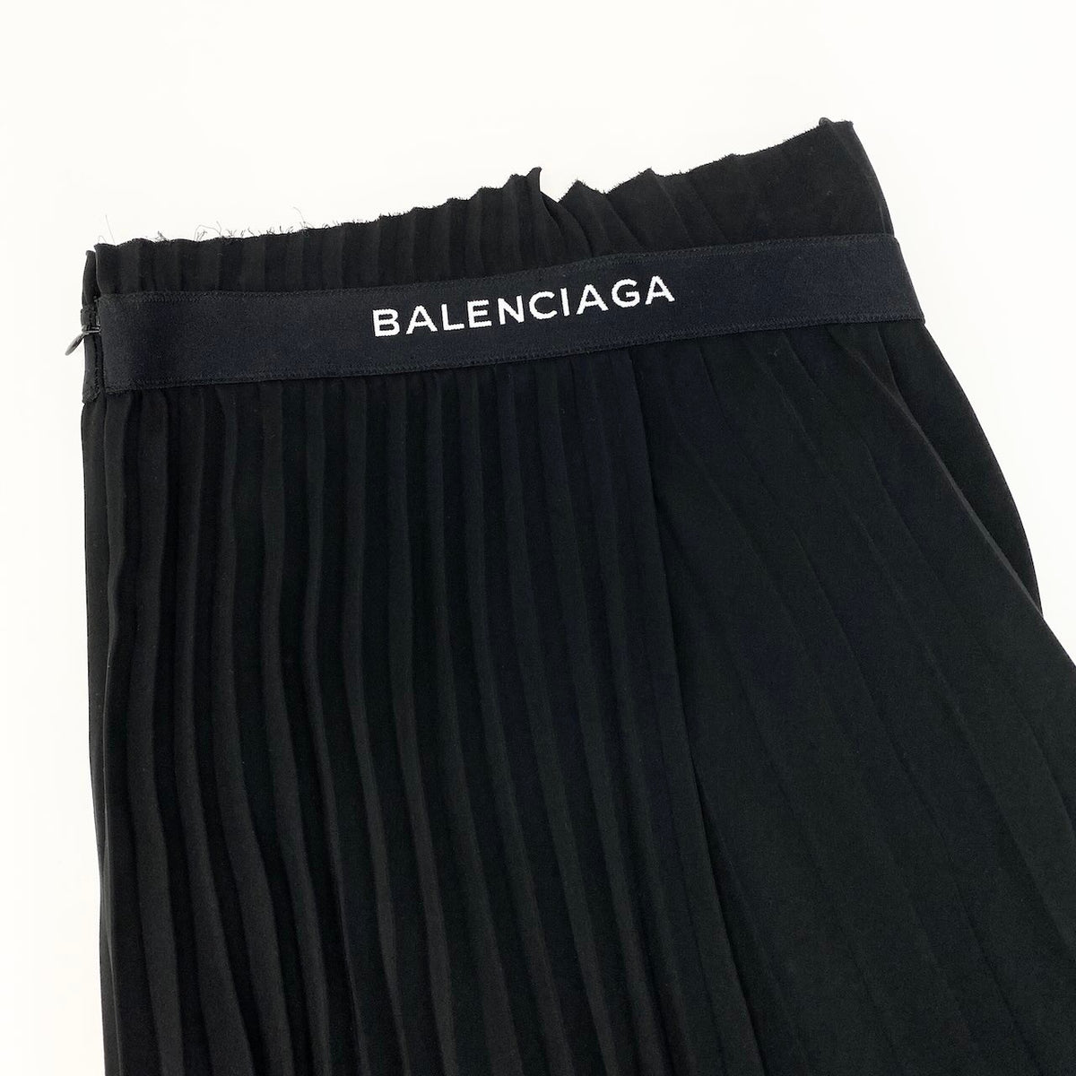@Ic30 BALENCIAGA Pleated Wrap Skirt Asymmetrical Design Size 34 Black Logo Waist Women's Polyesteru02t