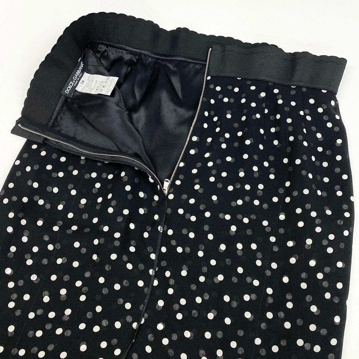 Eh11 Dolce & Gabbana Polka Dot Silk Skirt Black Size 38 Women'so07t