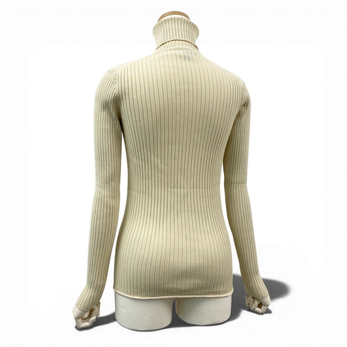 I@ Eb11Louis Vuitton Women’s Rib Knit Long Sleeve Sweater Ivory Logo Detail Size Mk02i