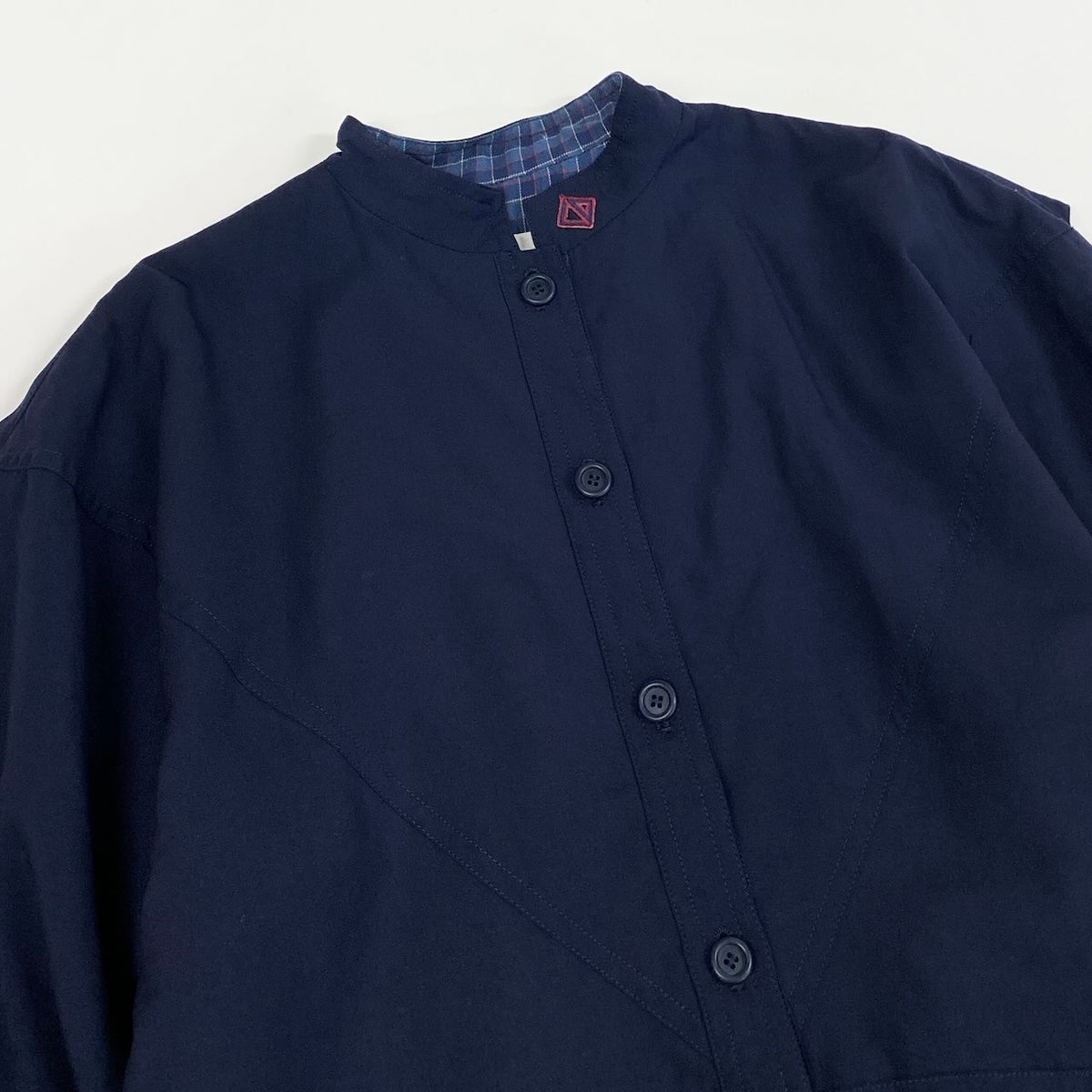 @Ec27Christian Dior Long Sleeve Shirt CD Logo Embroidered Navy Wool 100% Size M Women's Topu02t
