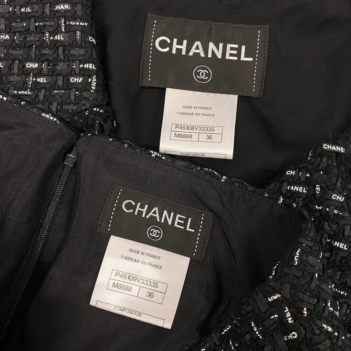 C@Cc31 CHANEL Logo Ribbon Lesage Double Tweed Setupt18r