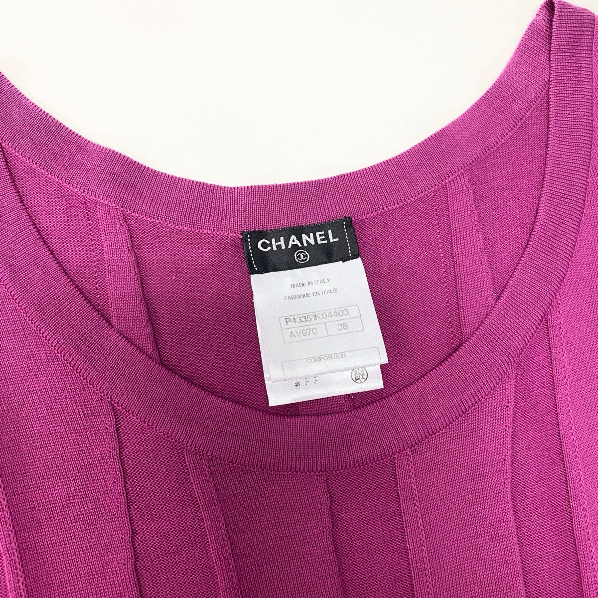 @Cf24 CHANEL CC Logo Rhinestone Rib Knit Sleeveless Top Purple Size 38 P43351o07t