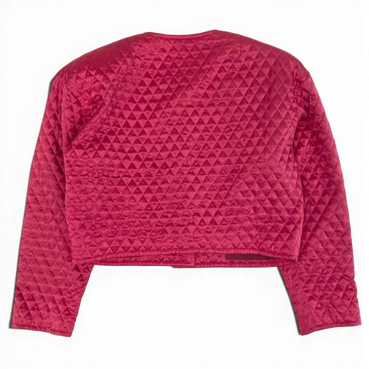 S Eb11GIVENCHY Vintage Quilted Collarless Jacket Short Length Pink Women