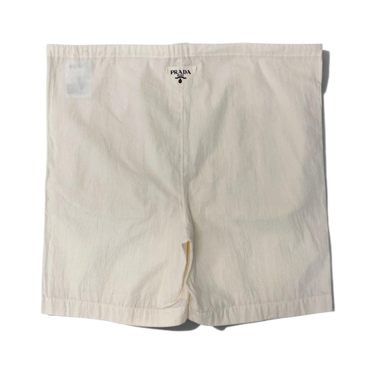 Mh1 PRADA Prada Shorts – Triangle Logo, Cotton, Adjustable Waist – Made in Italy – Size S – Ivory – 100% Cotton – Men'su02t