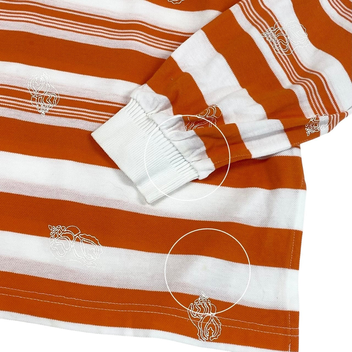 @Eg6 Christian Dior Sports Striped Long Sleeve Polo Shirt Orange White Cotton Size L Women'so07t