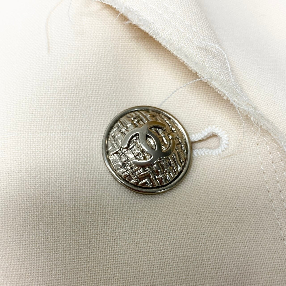 @C CHANEL 2007 Spring 07P White Ivory Safari Jacket 4-Pocketnu1