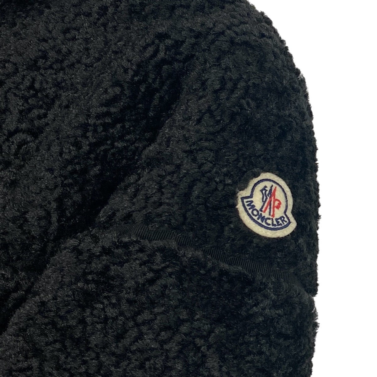 M h17 【極美品】MONCLER Segura ボア ダウンジャケット ロゴワッペン 00サイズ ブラック ポリエステル100% レディース 女性用k02i