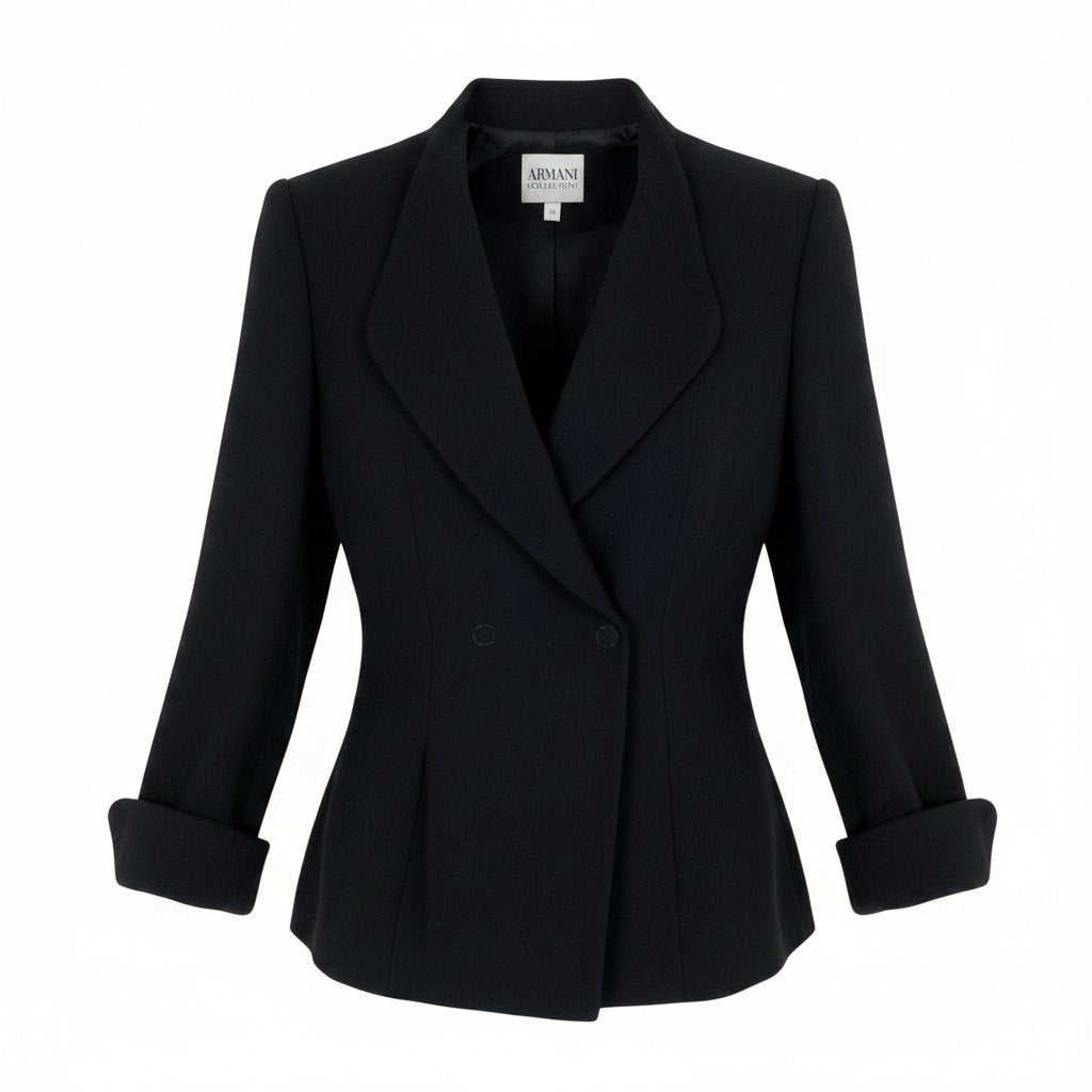 I Ef27ARMANI COLLEZIONI Snap Button Tailored Jacket Black Size 42 Italy Womeno07t