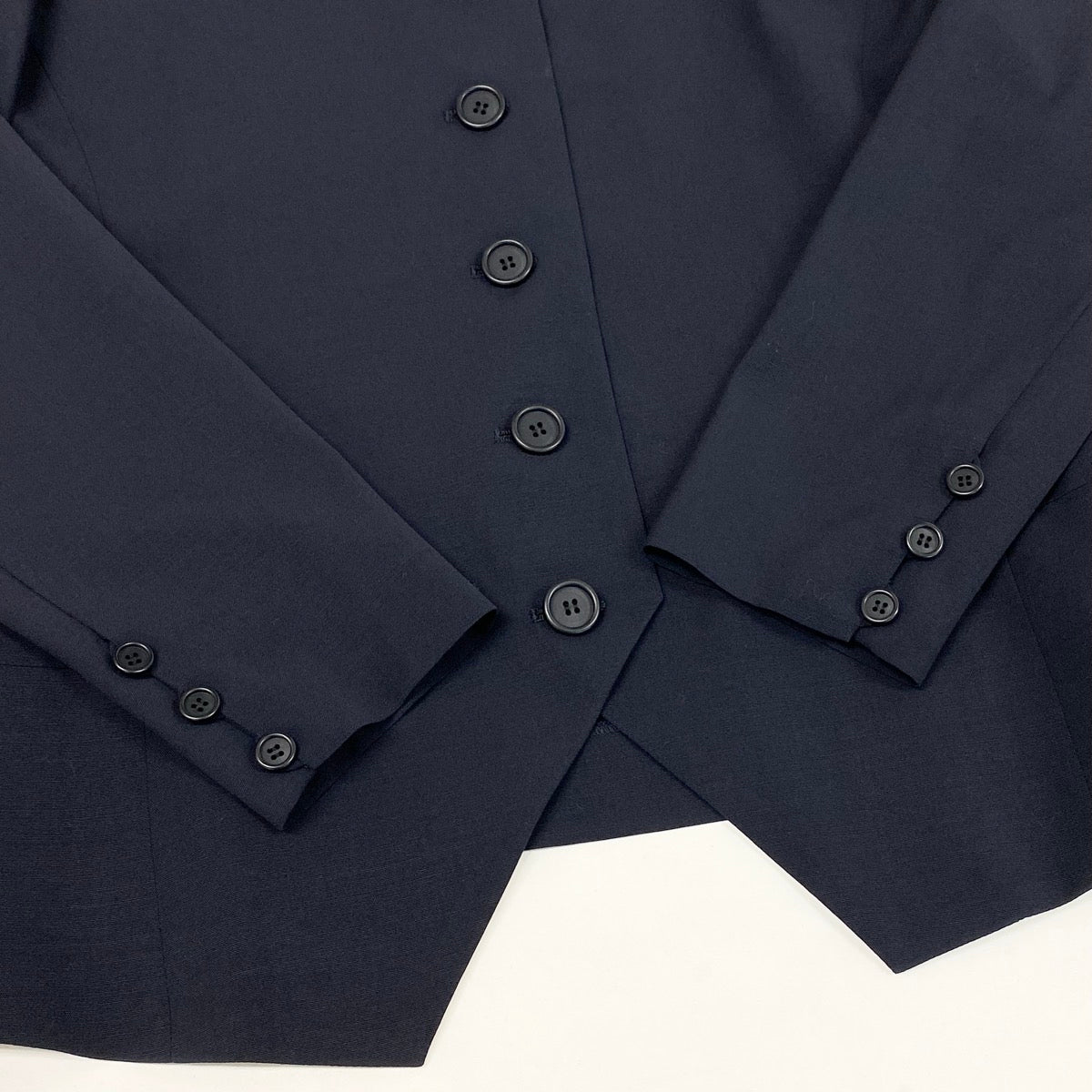 @L Eg11 Christian Dior Collarless Jacket Flare Skirt Suit Set Size 13 Navy Women o07t