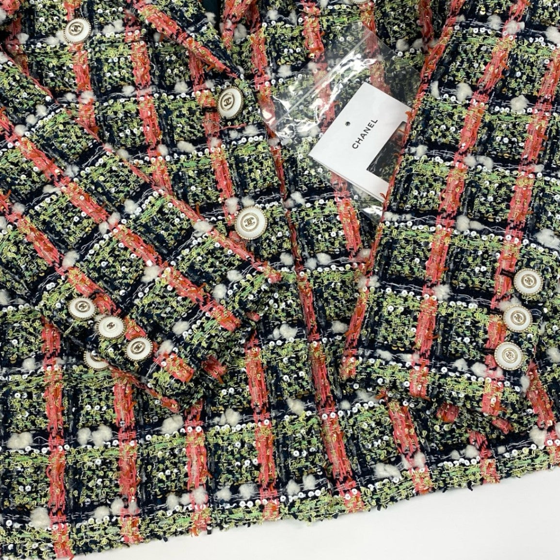 @Cd7 C CHANEL Chanel 2020 Cruise Line P62793 Sequin Blend Tweed Jacket 4P Jacket Size 34 Ladies Here Mark Buttonk02i