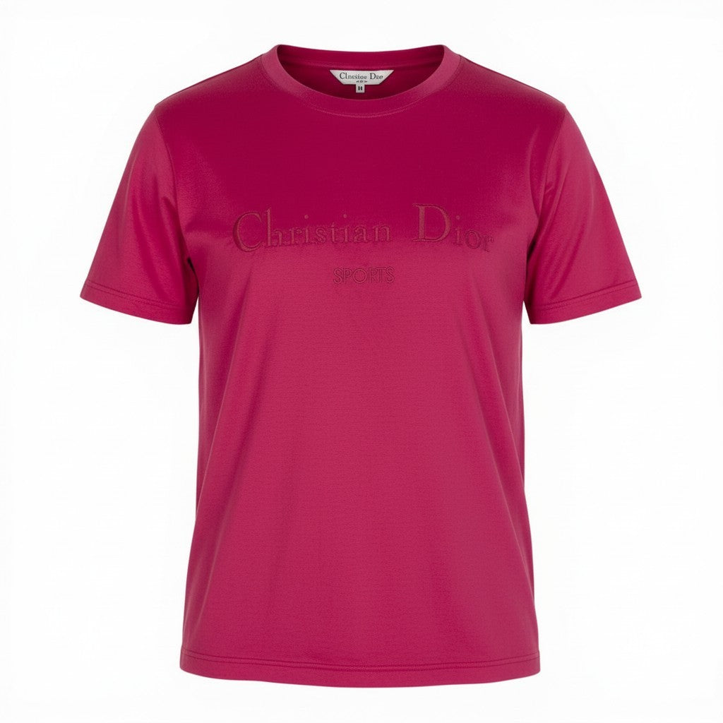 Ic27 Christian Dior クリスチャンディオール 半袖Tシャツ ブランドロゴ刺繍Tシャツ トップスカットソー Mサイズ ピンク コットン100% レディース 女性用u02tu02t