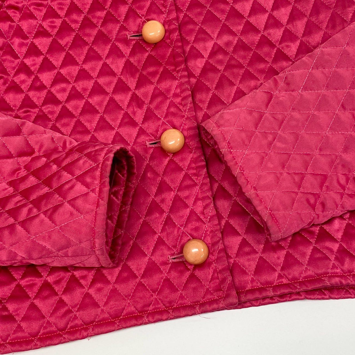 S Eb11GIVENCHY Vintage Quilted Collarless Jacket Short Length Pink Women