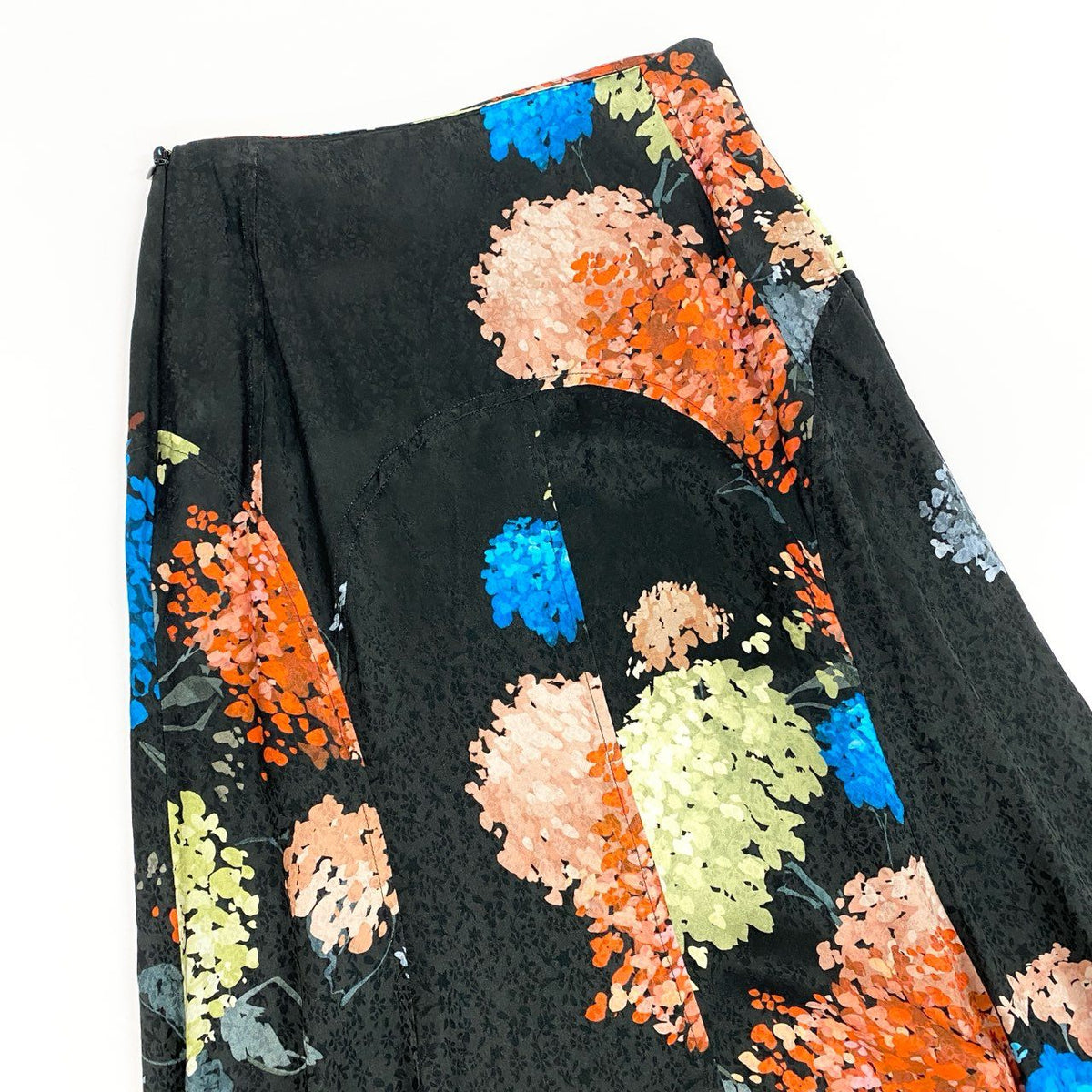 @Eb10 NEW ROCHAS 2024 Floral Print Flare Skirt Black Size 38 Women's Made in Italyk02i