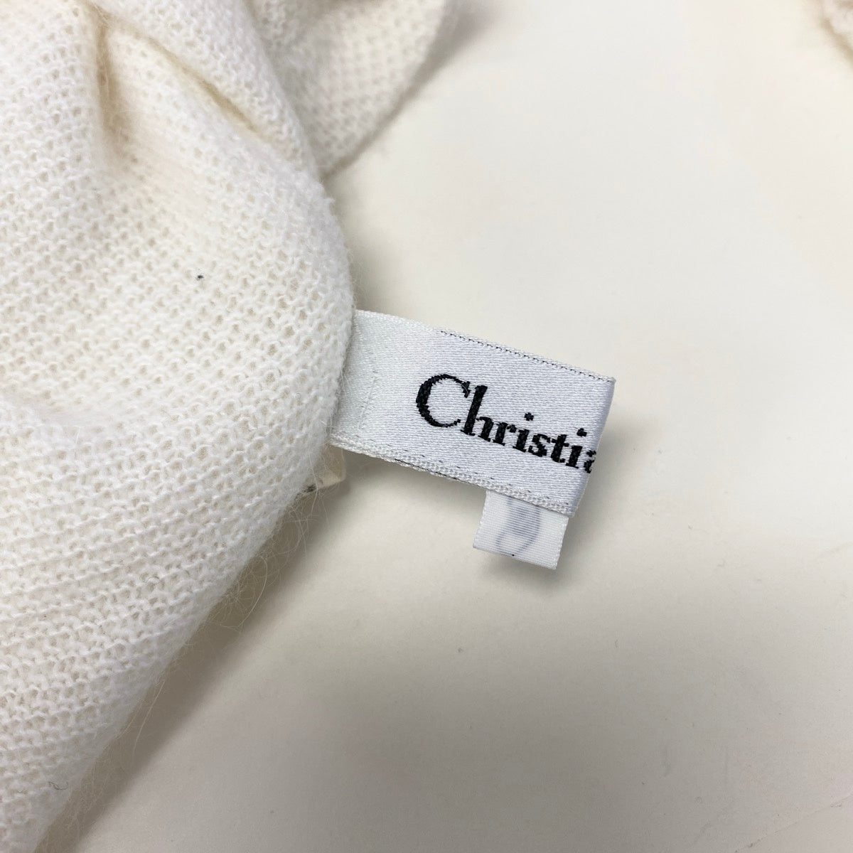 @H Ig8 Christian Dior CD Logo Embroidered Alpaca Blend Mock Neck Knit Sweater Size M White Women's