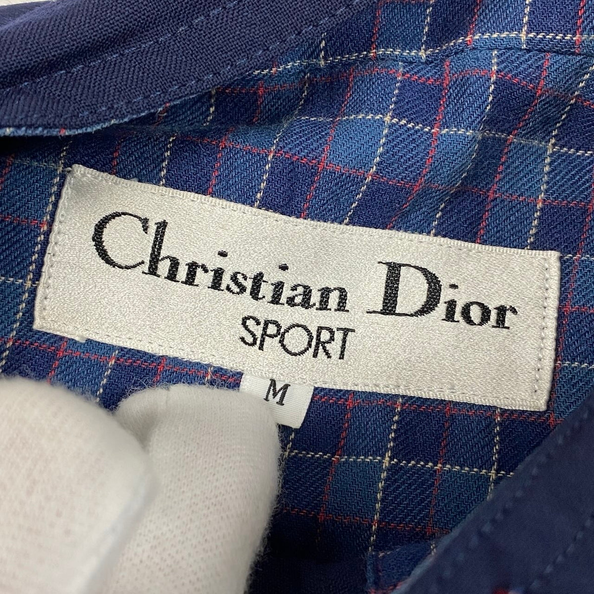@Ec27Christian Dior Long Sleeve Shirt CD Logo Embroidered Navy Wool 100% Size M Women's Topu02t