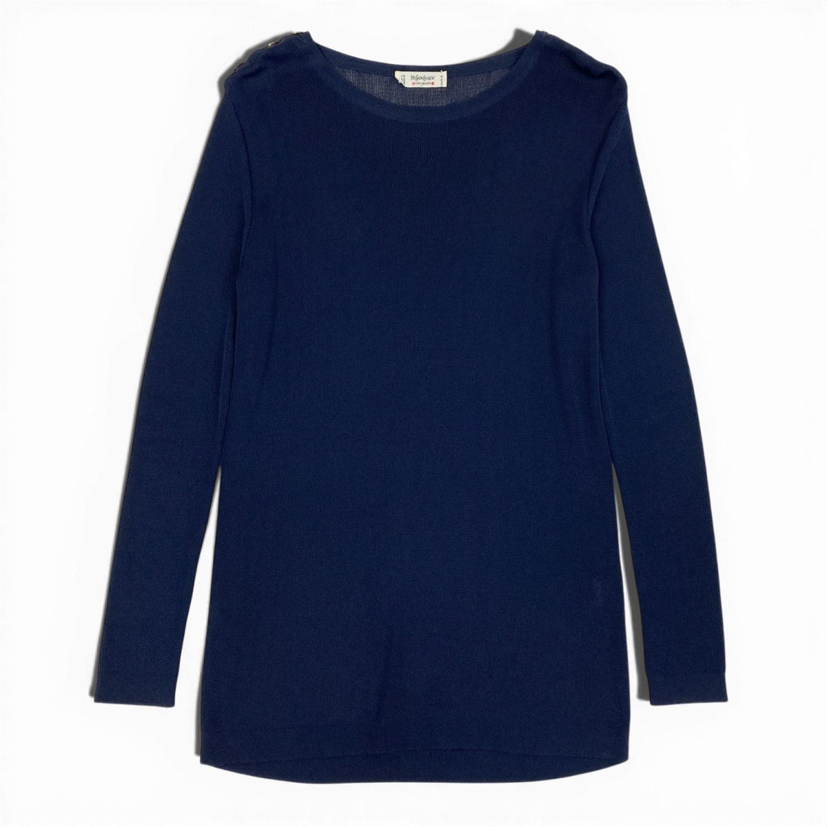 N @ Eb26 Yves Saint Laurent Rive Gauche long-sleeved knit with gold buttonsu02t