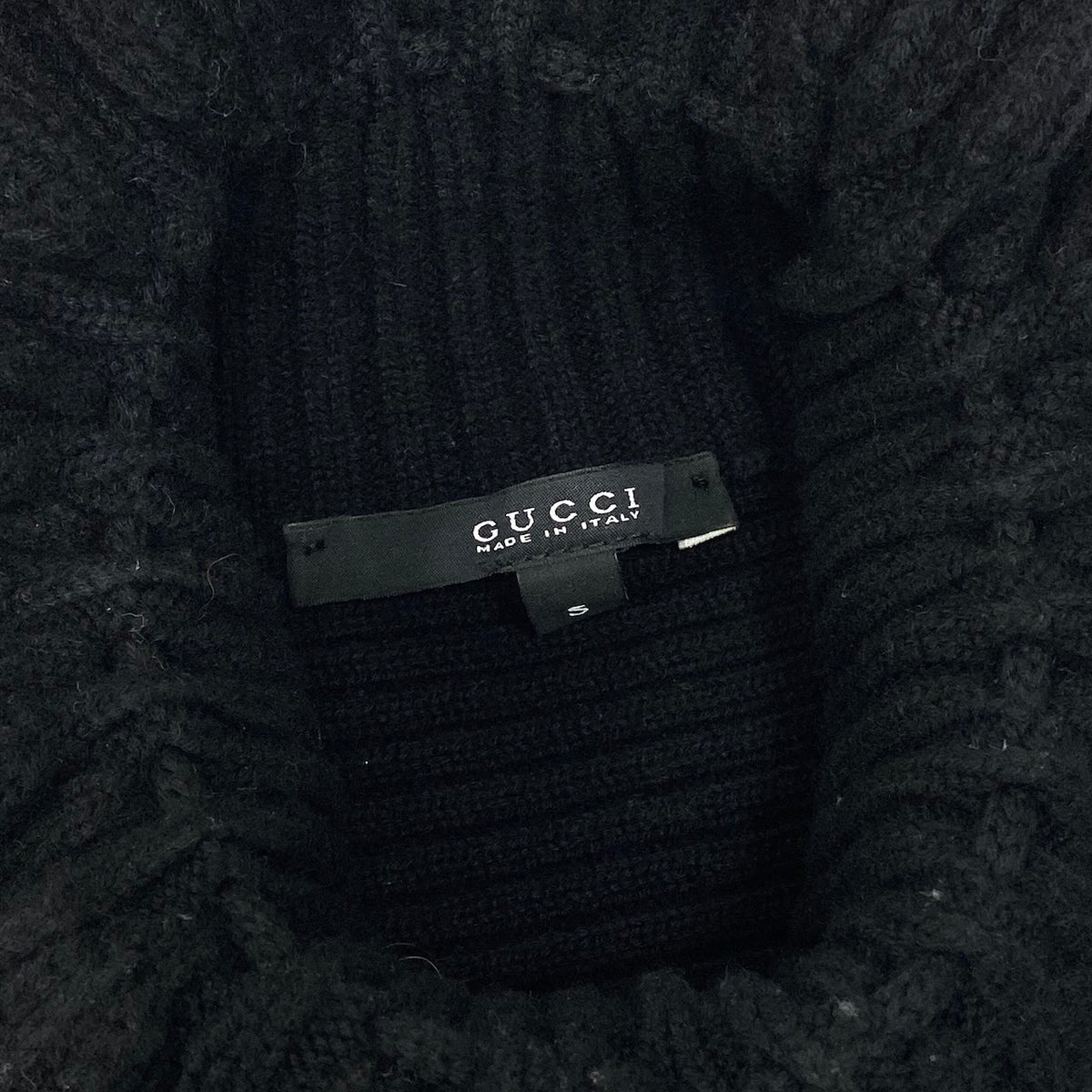 K @Ec30GUCCI Drawcord Turtleneck Knit Sweater Black Size S Men/Woment18r