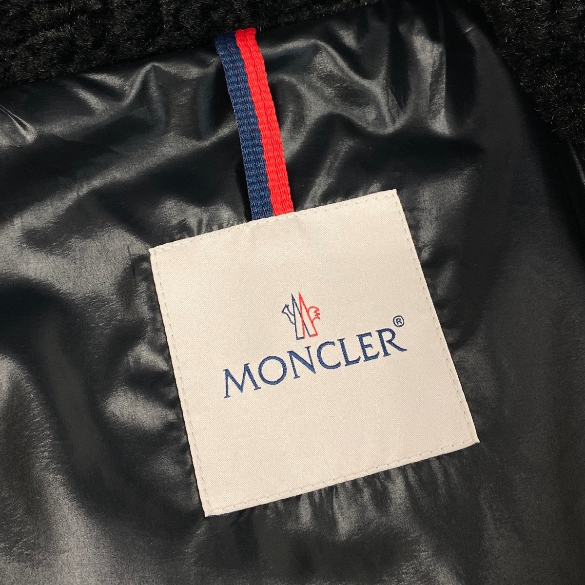 M h17 【極美品】MONCLER Segura ボア ダウンジャケット ロゴワッペン 00サイズ ブラック ポリエステル100% レディース 女性用k02i