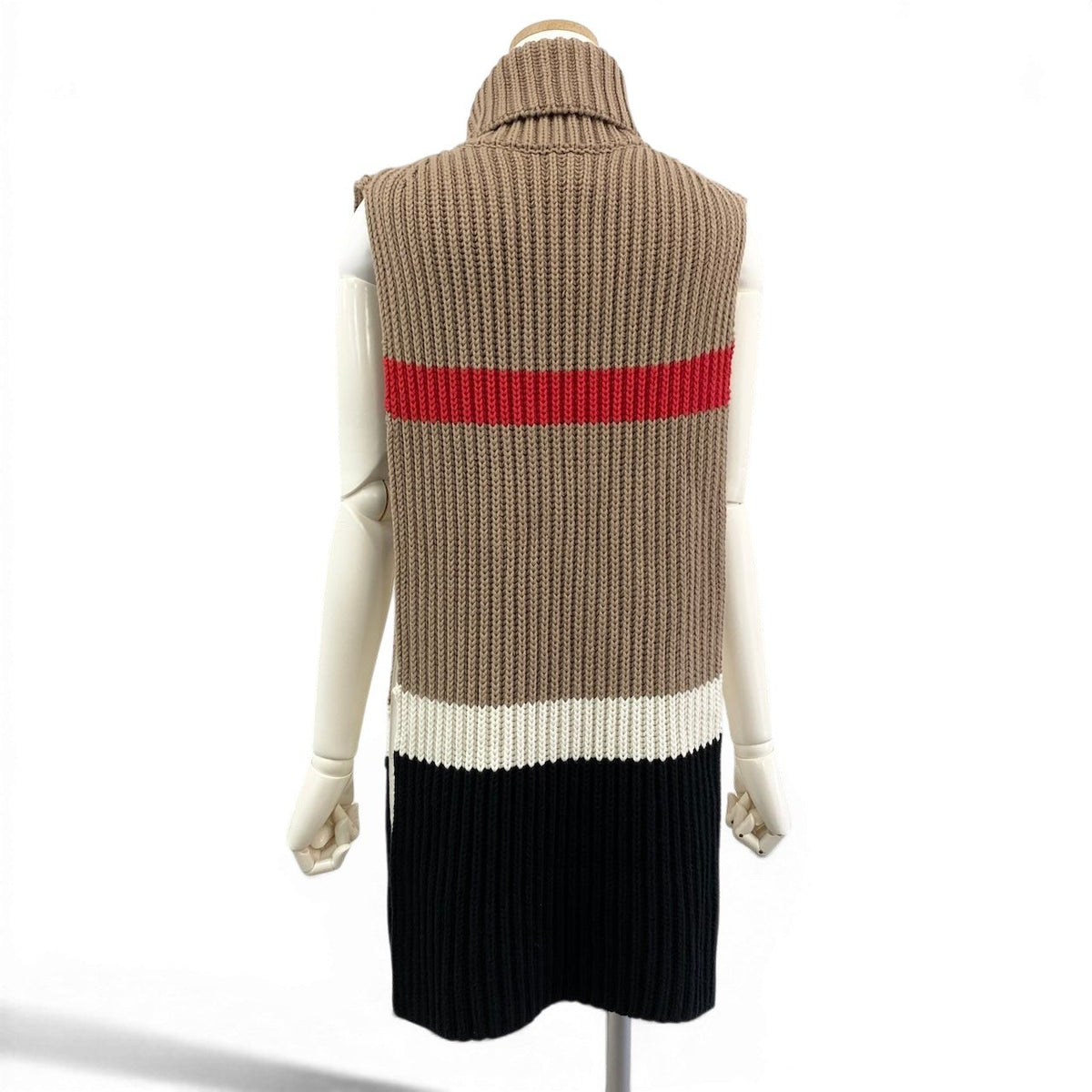 BURBERRY Women's Beige Chunky Knit Turtleneck Cape Poncho Sweater 146x40cm