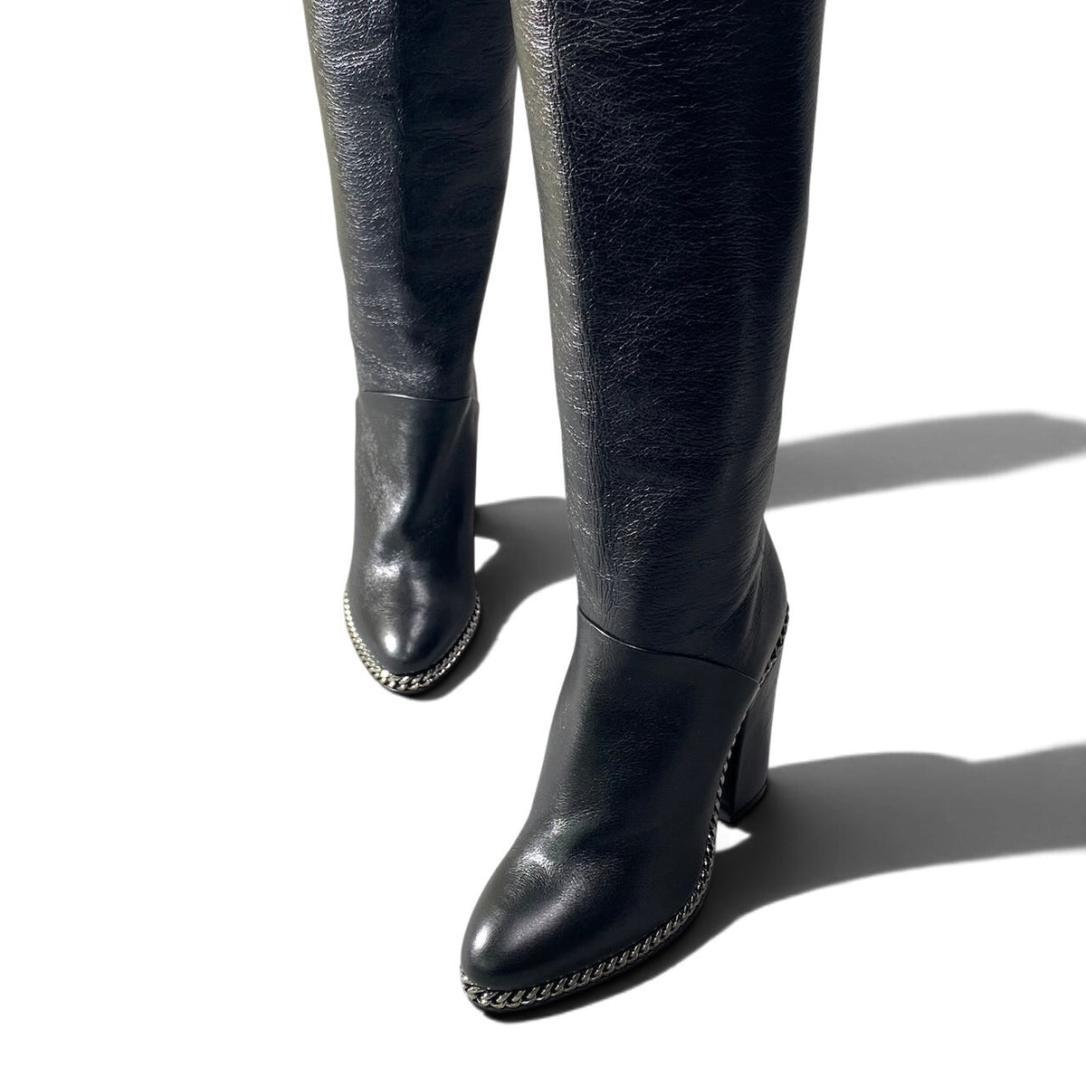 h10 【新品保管品】BALMAIN Emma Over the Knee Boots Metal Chain Made in Italy Size 36k02i