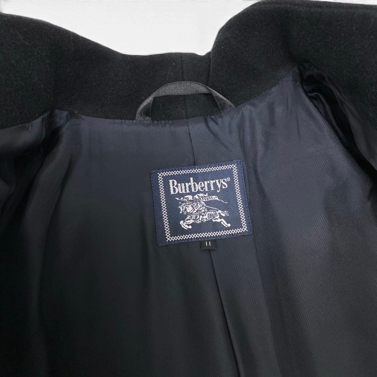 88g20 Burberrys' バーバリー スタンドカラー ウールコート ロングコート サイズ11 ブラック レディース 女性用o07t