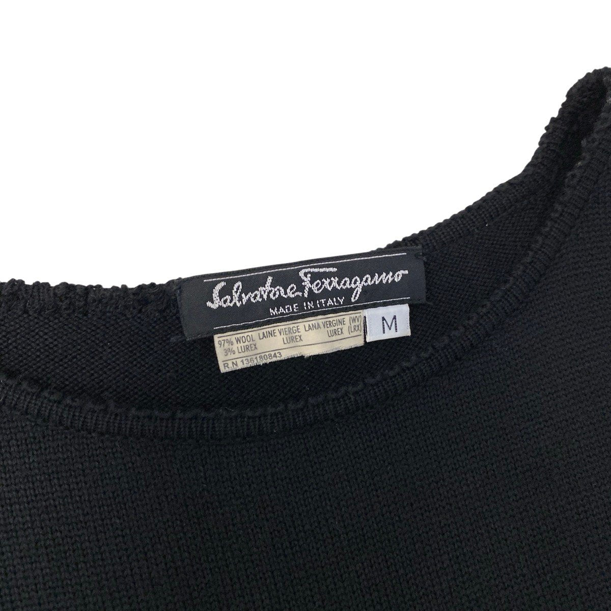 @Eh10 Salvatore Ferragamo Sleeveless Wool Blend Knit Dress Black M Women'so07t